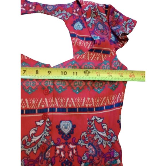 Glamorous Women's Size 8 Red Abstract Pattern Open Back Mini Dress - Picture 4 of 7